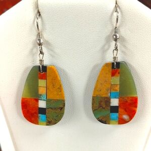 Inlaid stone earrings